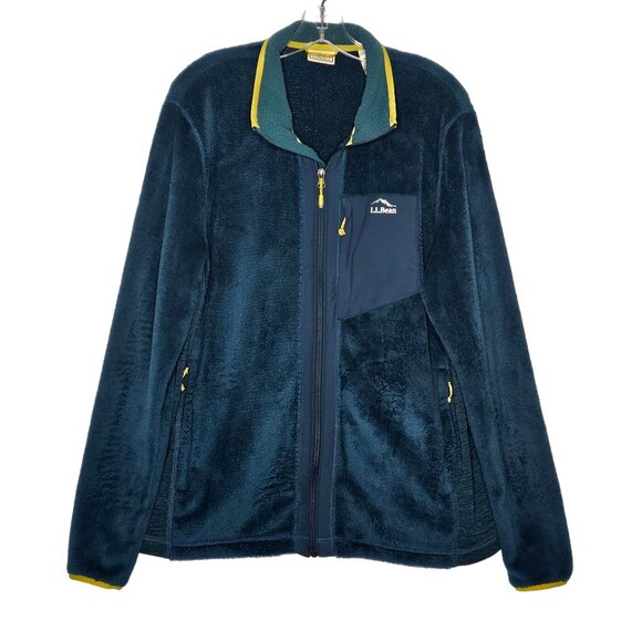 LL Bean Jacket Mens Large Teal Blue Adventure Hybrid Fleece Full Zip - Picture 1 of 11